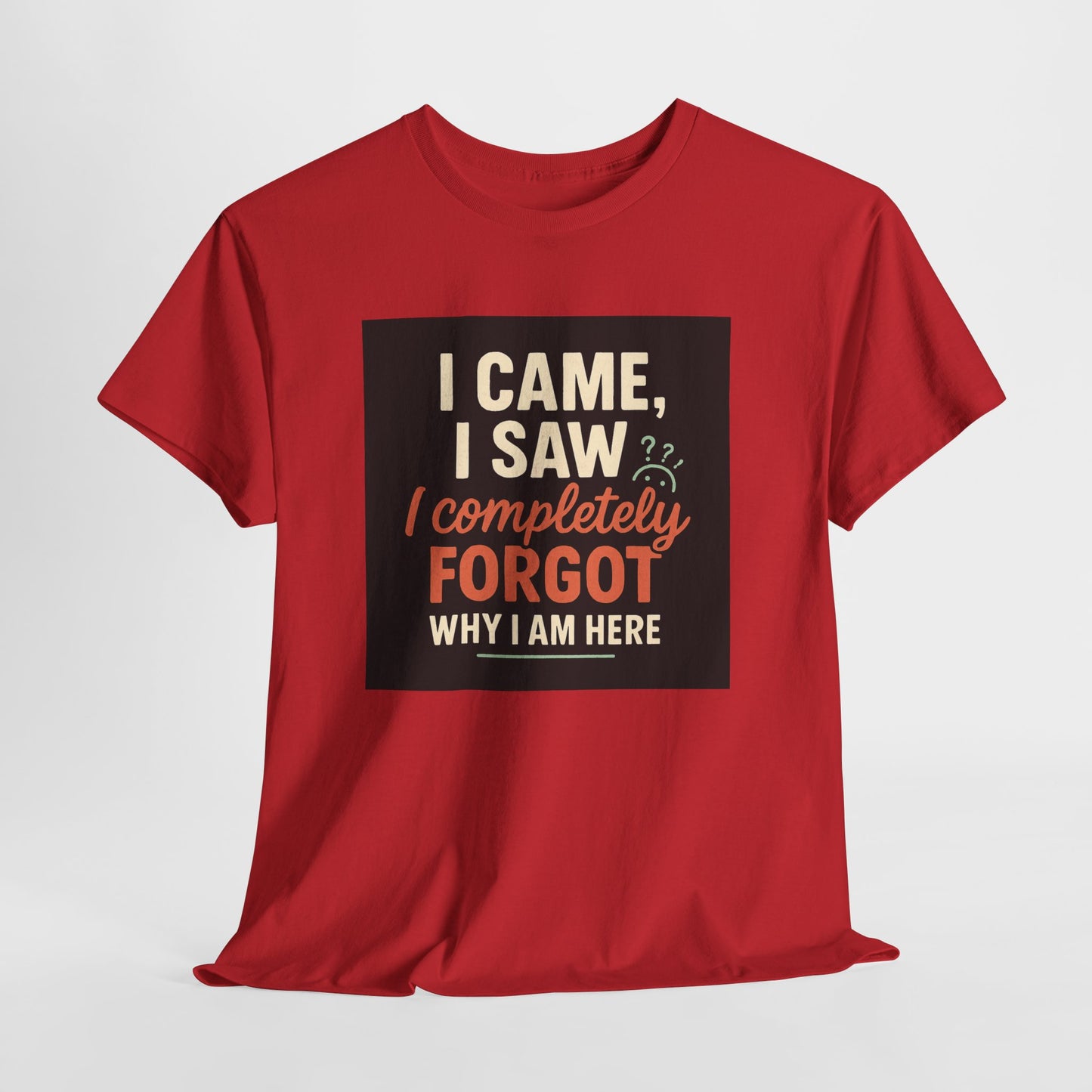 Funny Graphic Tee — “I Came. I Saw. I Forgot Why I’m Here” Cotton T-Shirt