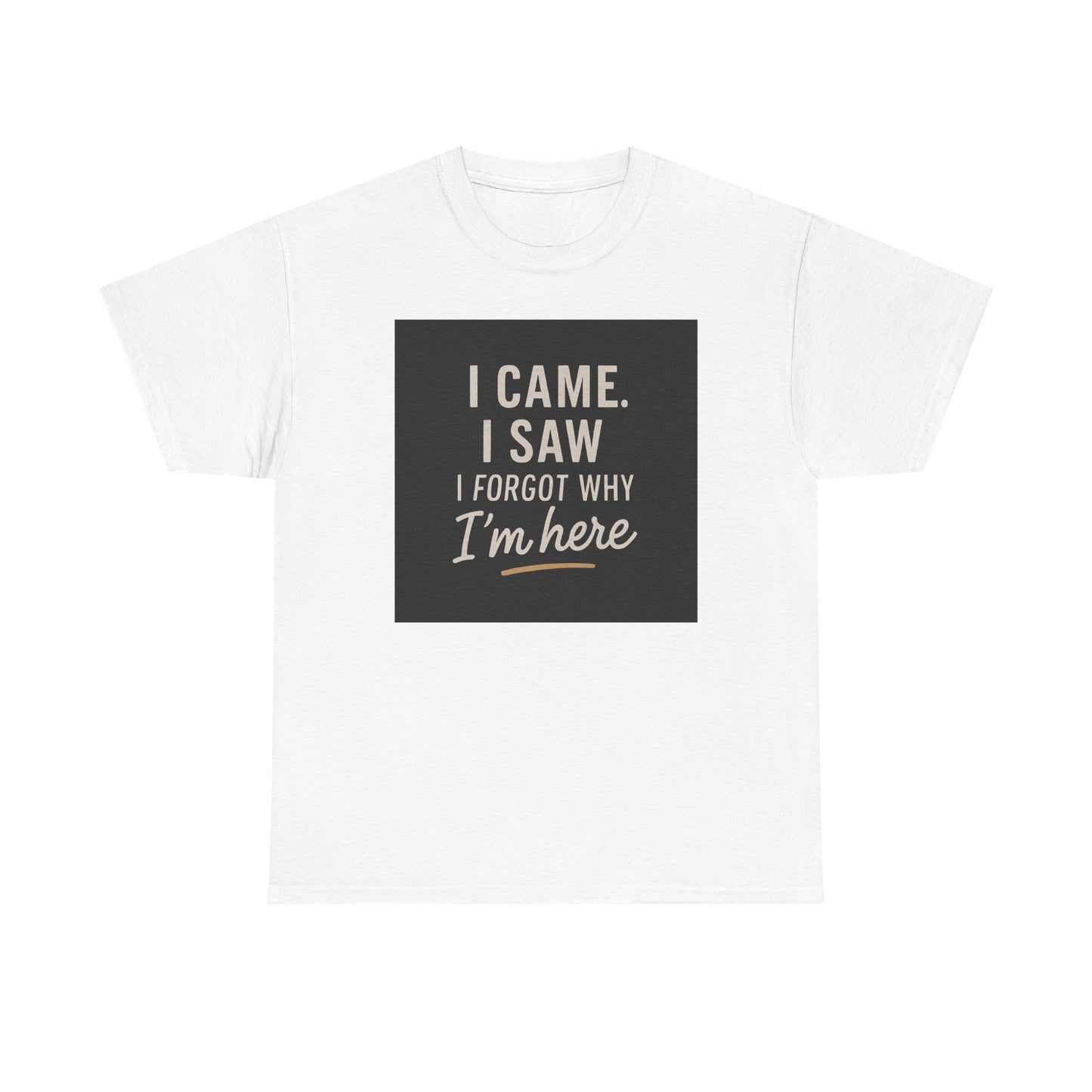 Funny Graphic Tee — “I Came. I Saw. I Forgot Why I’m Here” Cotton T-Shirt