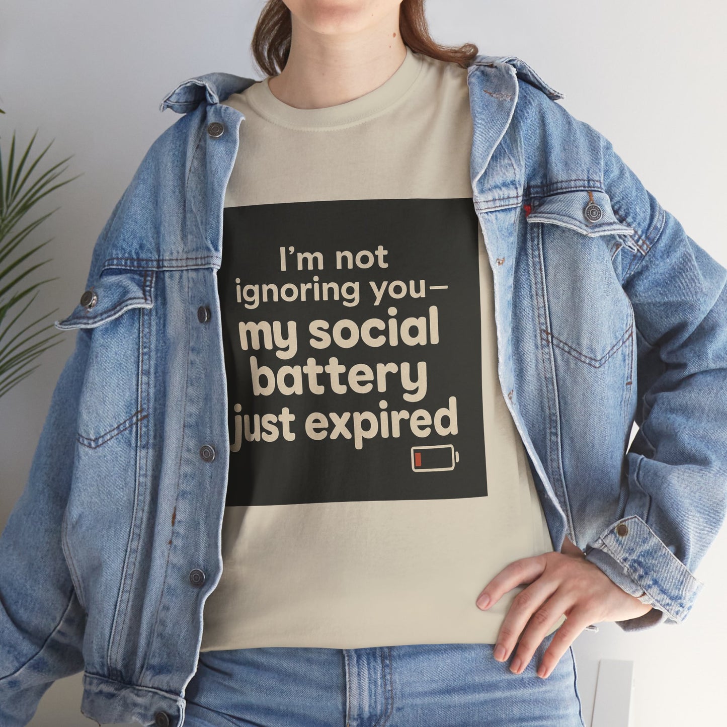 T-Shirt — "My Social Battery Just Expired" Funny Introvert Tee