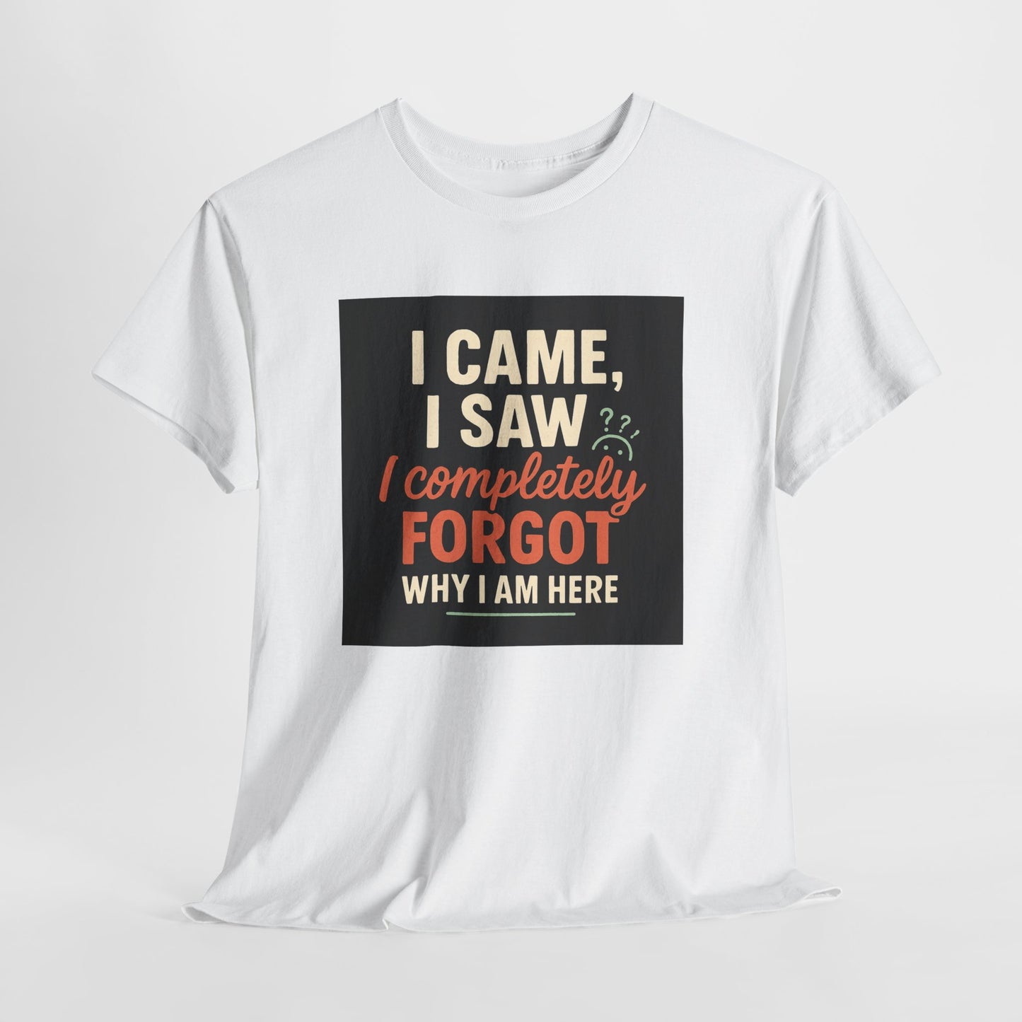 Funny Graphic Tee — “I Came. I Saw. I Forgot Why I’m Here” Cotton T-Shirt