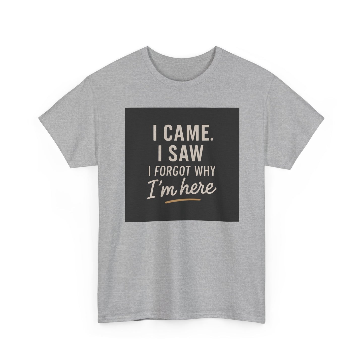 Funny Graphic Tee — “I Came. I Saw. I Forgot Why I’m Here” Cotton T-Shirt