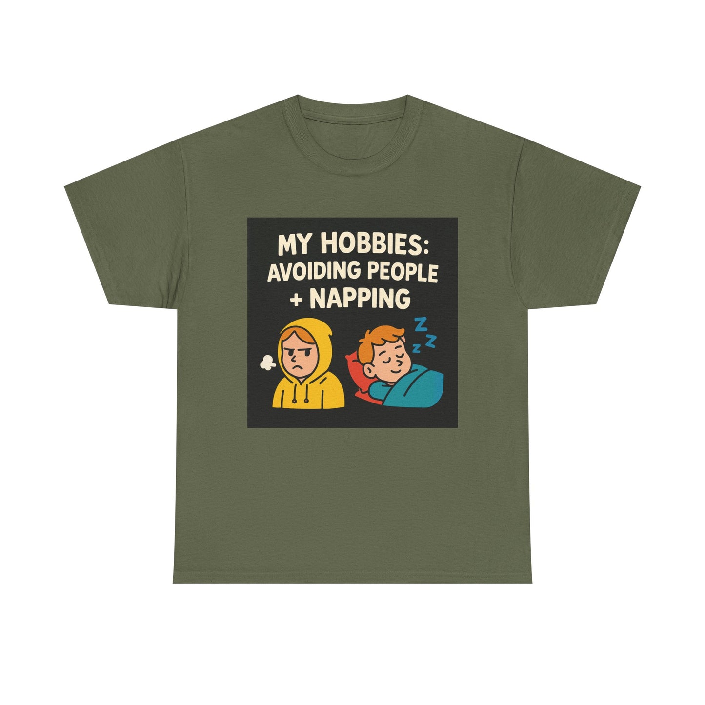 My Hobbies: Avoiding People + Napping T-Shirt — Funny Introvert Tee
