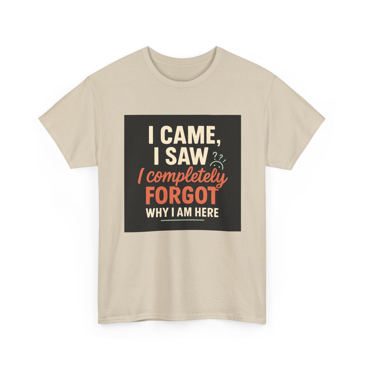 Funny Graphic Tee — “I Came. I Saw. I Forgot Why I’m Here” Cotton T-Shirt