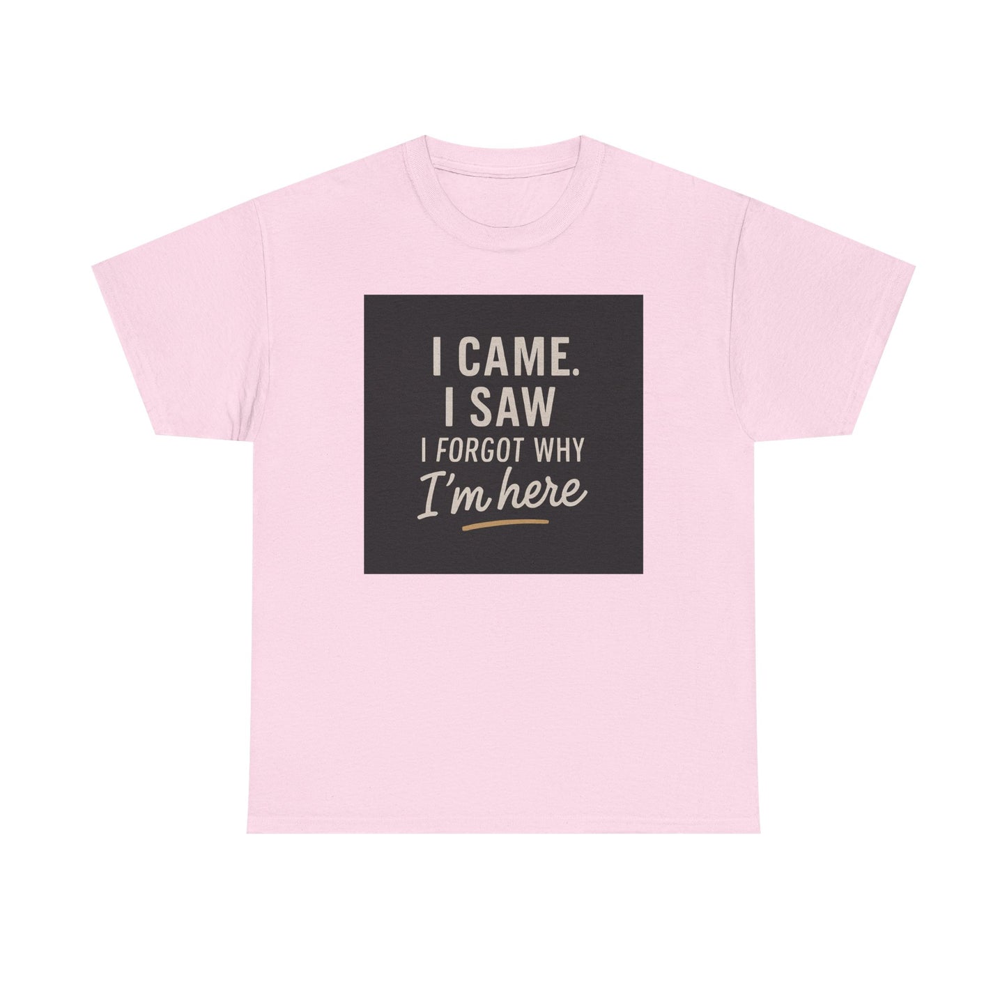 Funny Graphic Tee — “I Came. I Saw. I Forgot Why I’m Here” Cotton T-Shirt