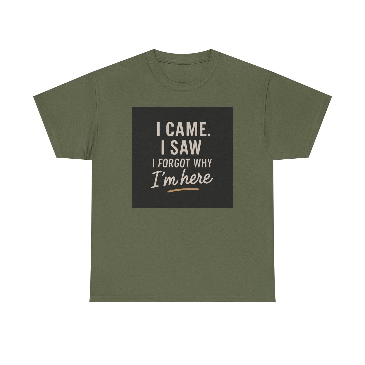 Funny Graphic Tee — “I Came. I Saw. I Forgot Why I’m Here” Cotton T-Shirt