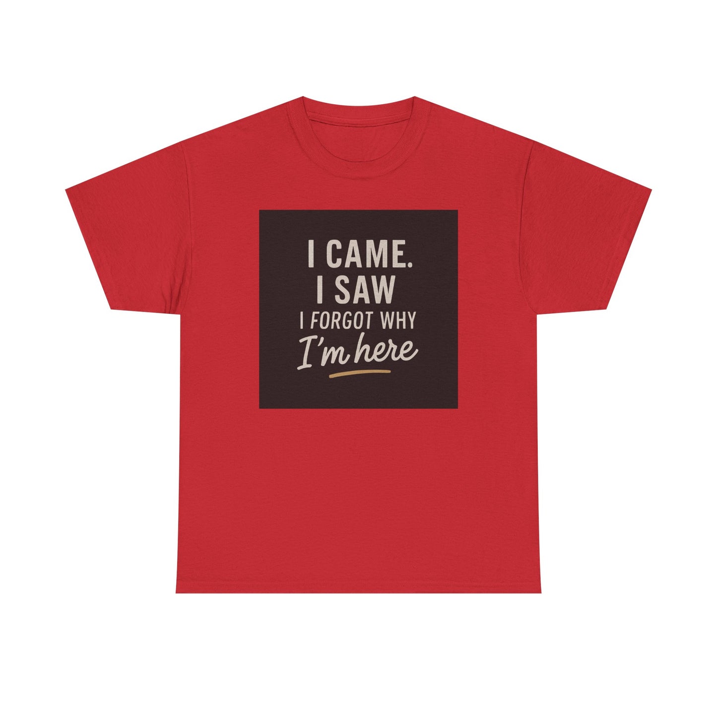 Funny Graphic Tee — “I Came. I Saw. I Forgot Why I’m Here” Cotton T-Shirt