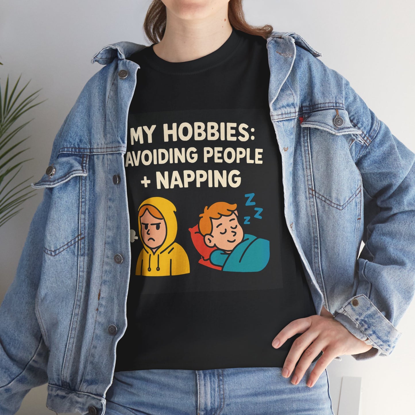 My Hobbies: Avoiding People + Napping T-Shirt — Funny Introvert Tee