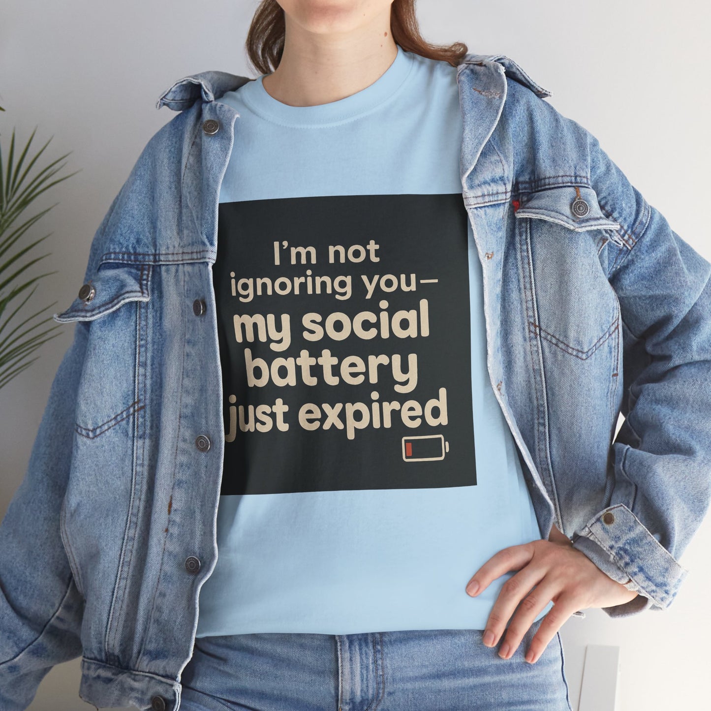 T-Shirt — "My Social Battery Just Expired" Funny Introvert Tee