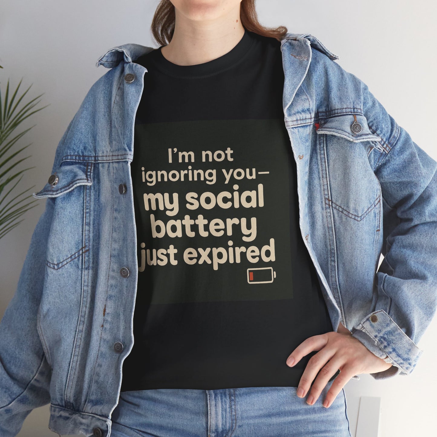 T-Shirt — "My Social Battery Just Expired" Funny Introvert Tee