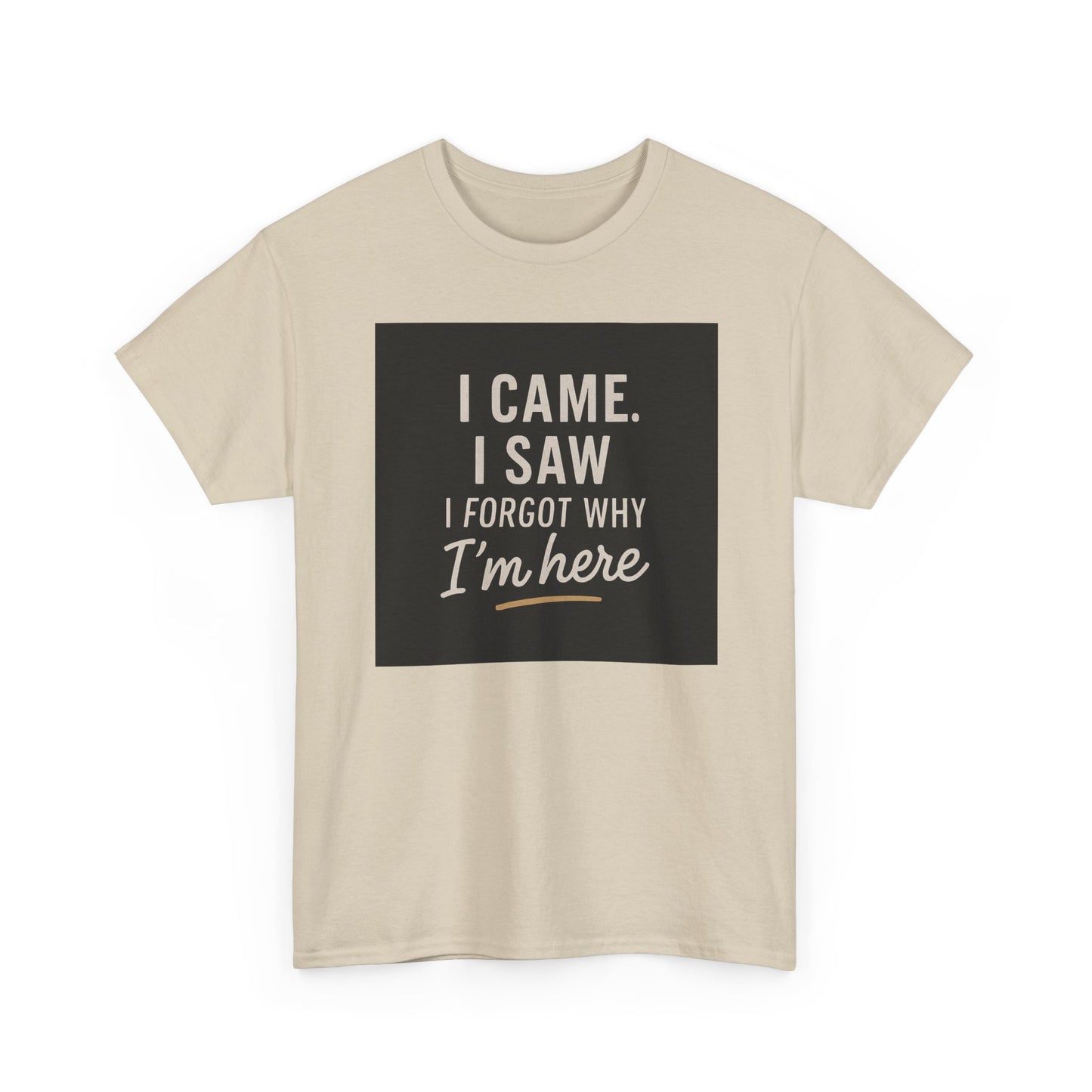 Funny Graphic Tee — “I Came. I Saw. I Forgot Why I’m Here” Cotton T-Shirt