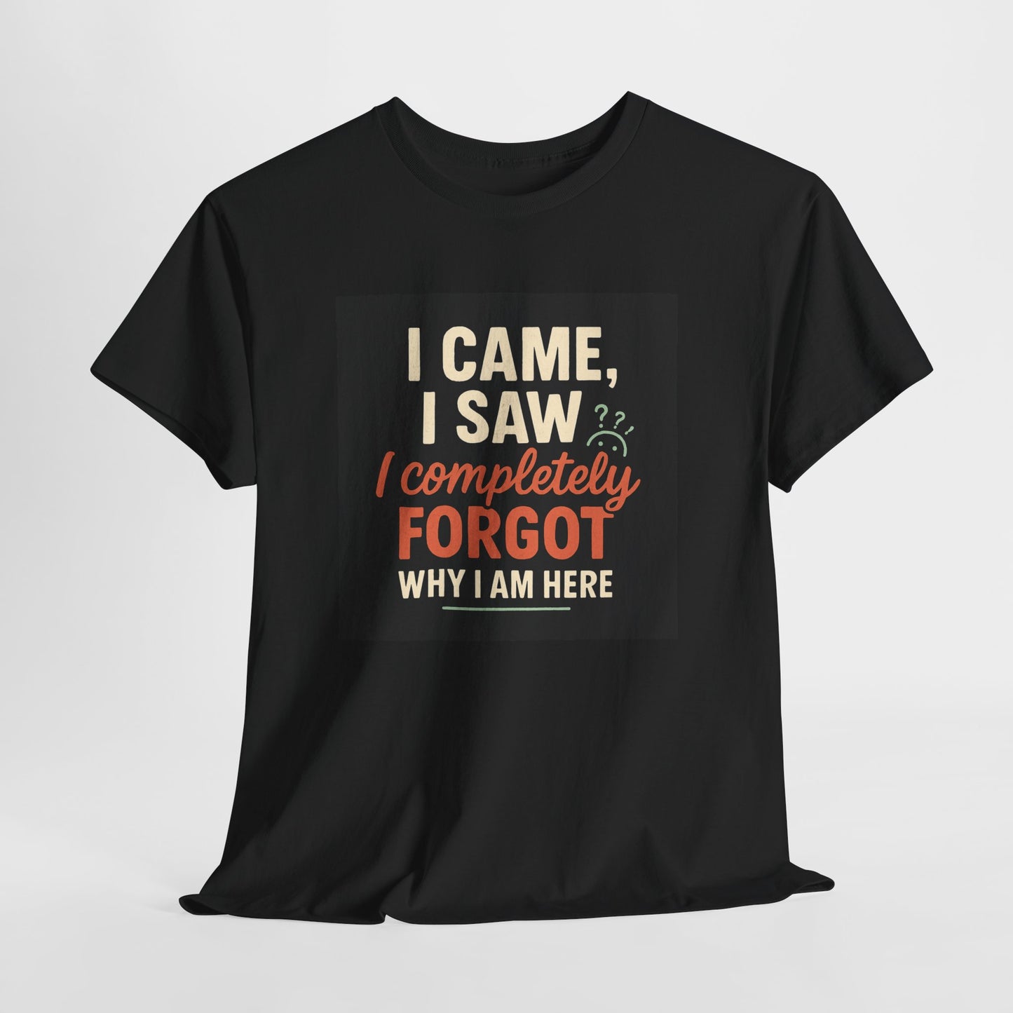 Funny Graphic Tee — “I Came. I Saw. I Forgot Why I’m Here” Cotton T-Shirt