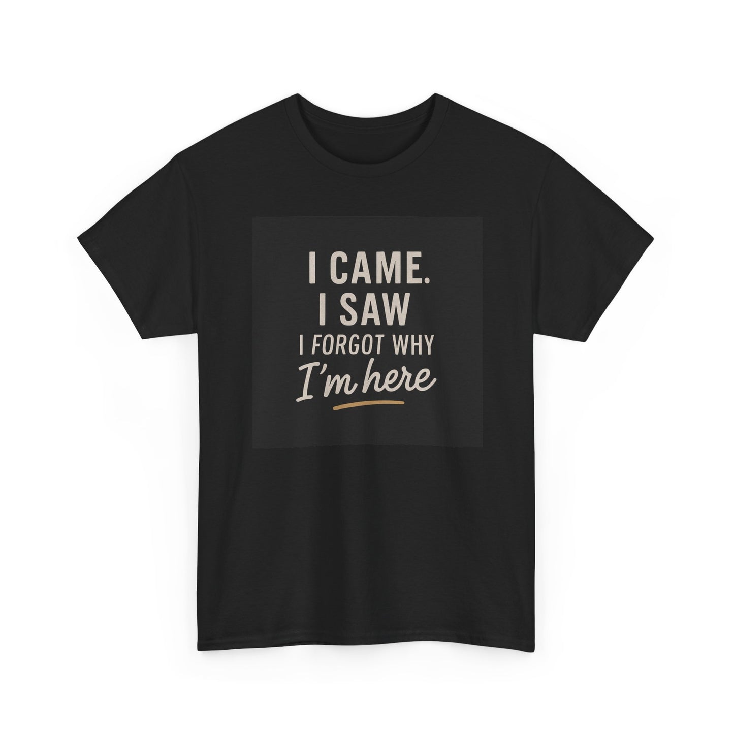 Funny Graphic Tee — “I Came. I Saw. I Forgot Why I’m Here” Cotton T-Shirt