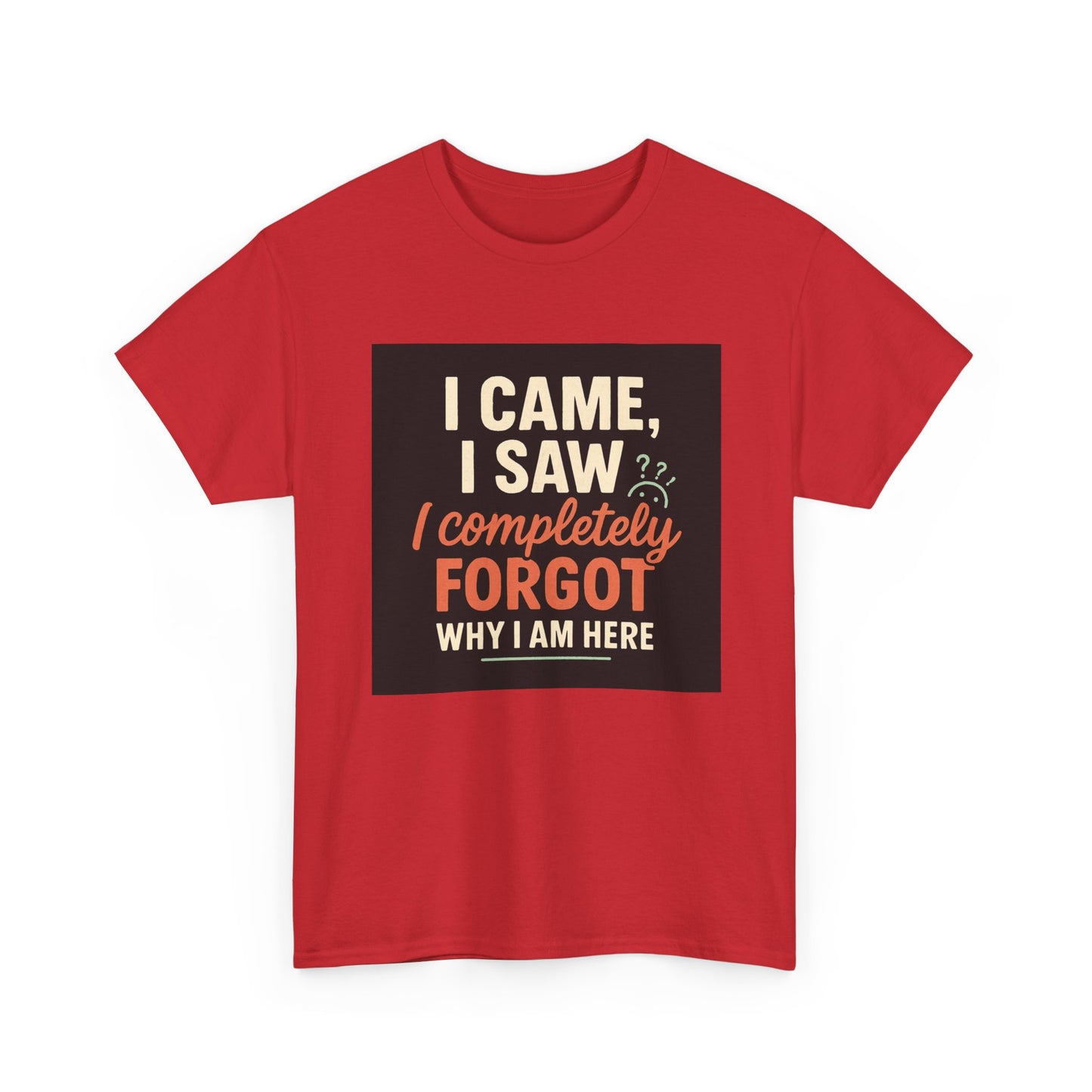 Funny Graphic Tee — “I Came. I Saw. I Forgot Why I’m Here” Cotton T-Shirt