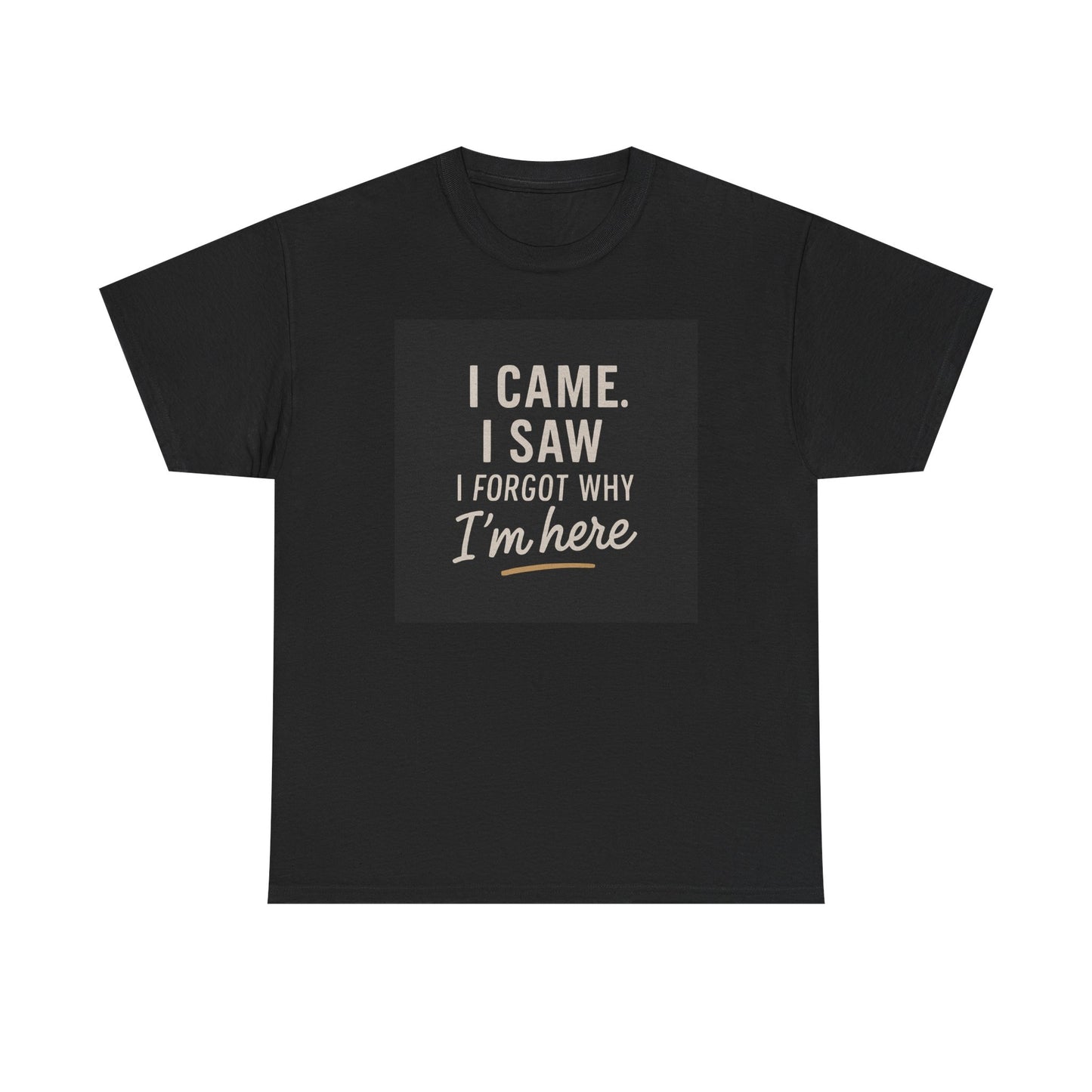 Funny Graphic Tee — “I Came. I Saw. I Forgot Why I’m Here” Cotton T-Shirt