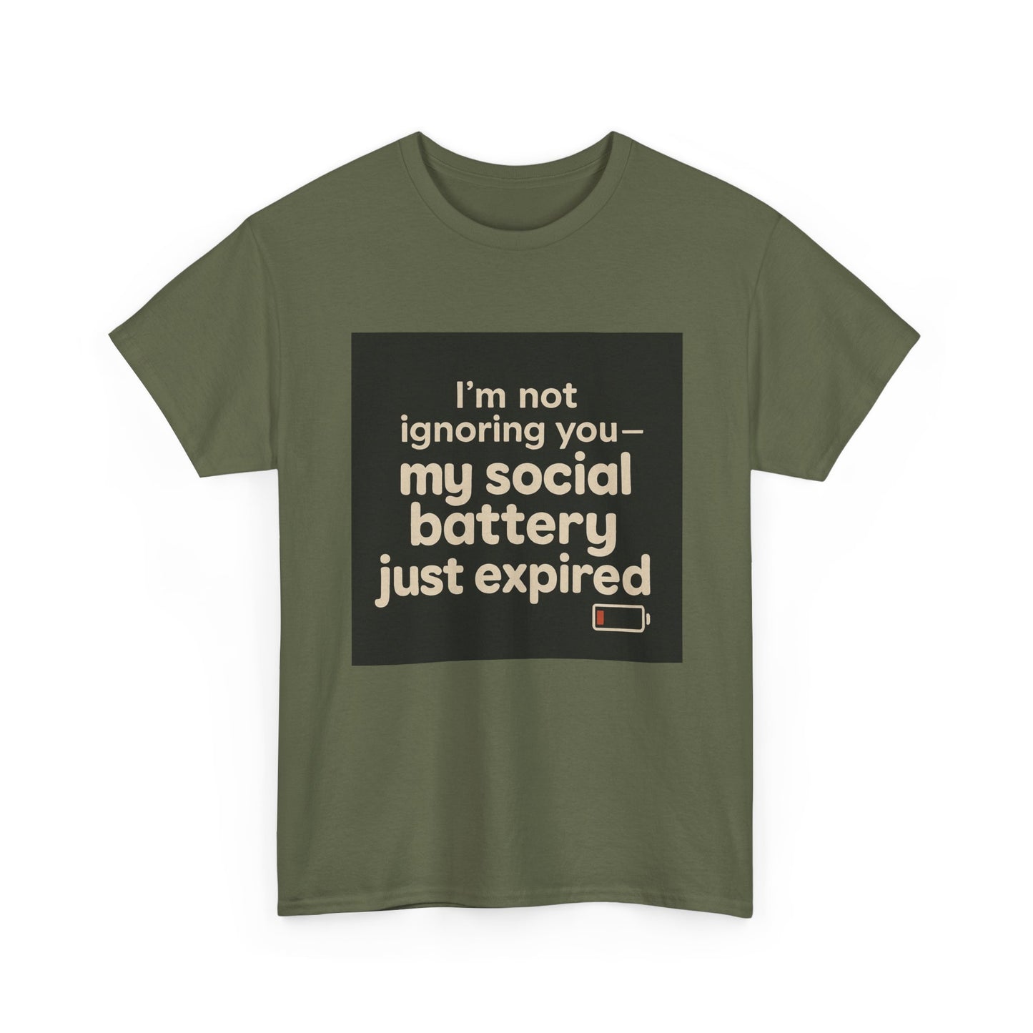 T-Shirt — "My Social Battery Just Expired" Funny Introvert Tee