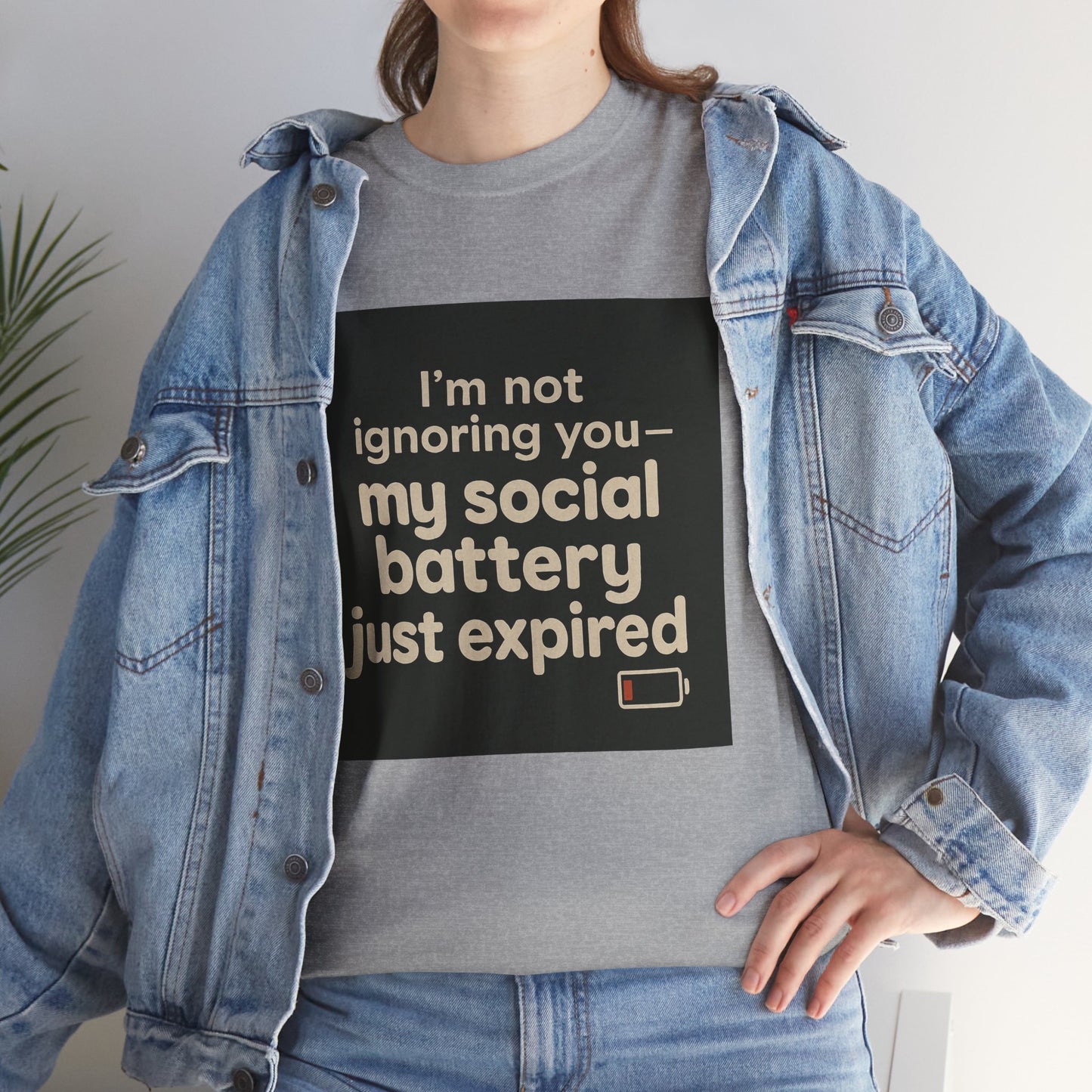 T-Shirt — "My Social Battery Just Expired" Funny Introvert Tee