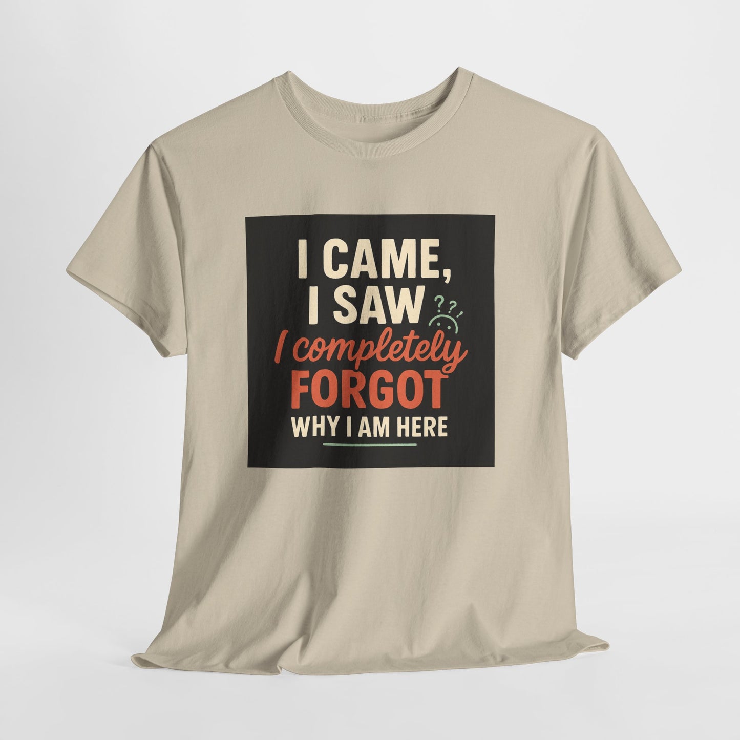Funny Graphic Tee — “I Came. I Saw. I Forgot Why I’m Here” Cotton T-Shirt