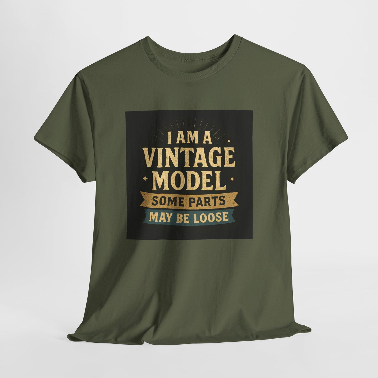 Vintage Model Tee — "I Am a Vintage Model, Some Parts May Be Loose" Funny Retro Graphic T-Shirt