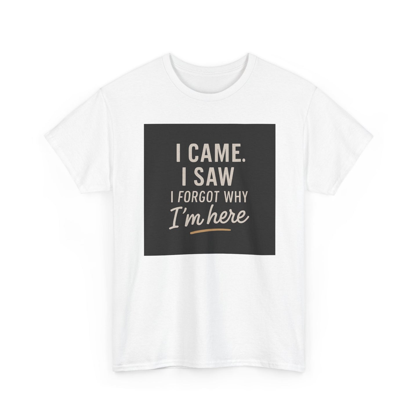 Funny Graphic Tee — “I Came. I Saw. I Forgot Why I’m Here” Cotton T-Shirt