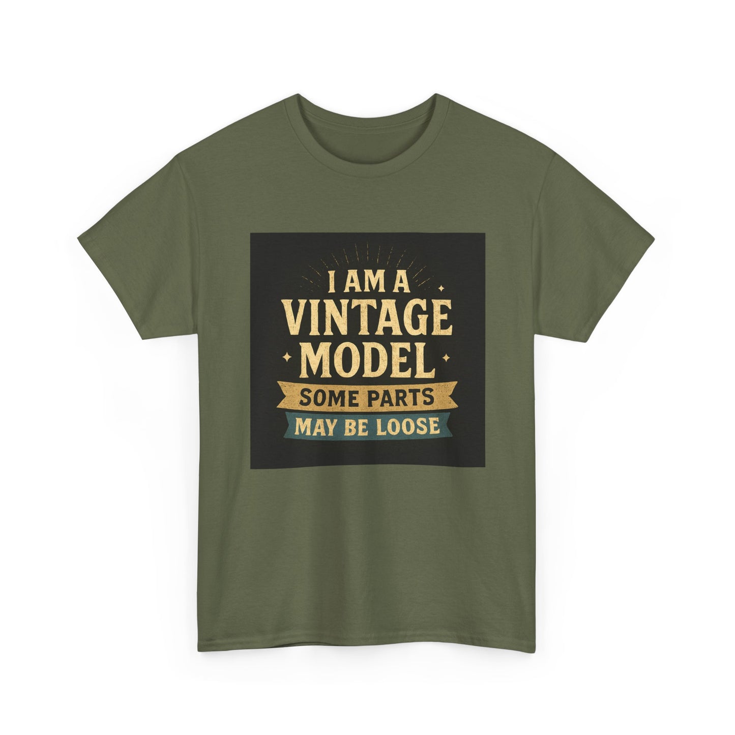 Vintage Model Tee — "I Am a Vintage Model, Some Parts May Be Loose" Funny Retro Graphic T-Shirt