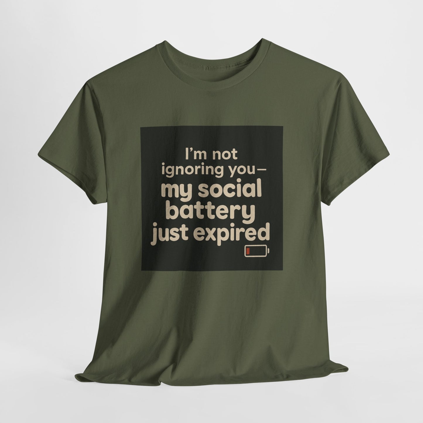 T-Shirt — "My Social Battery Just Expired" Funny Introvert Tee