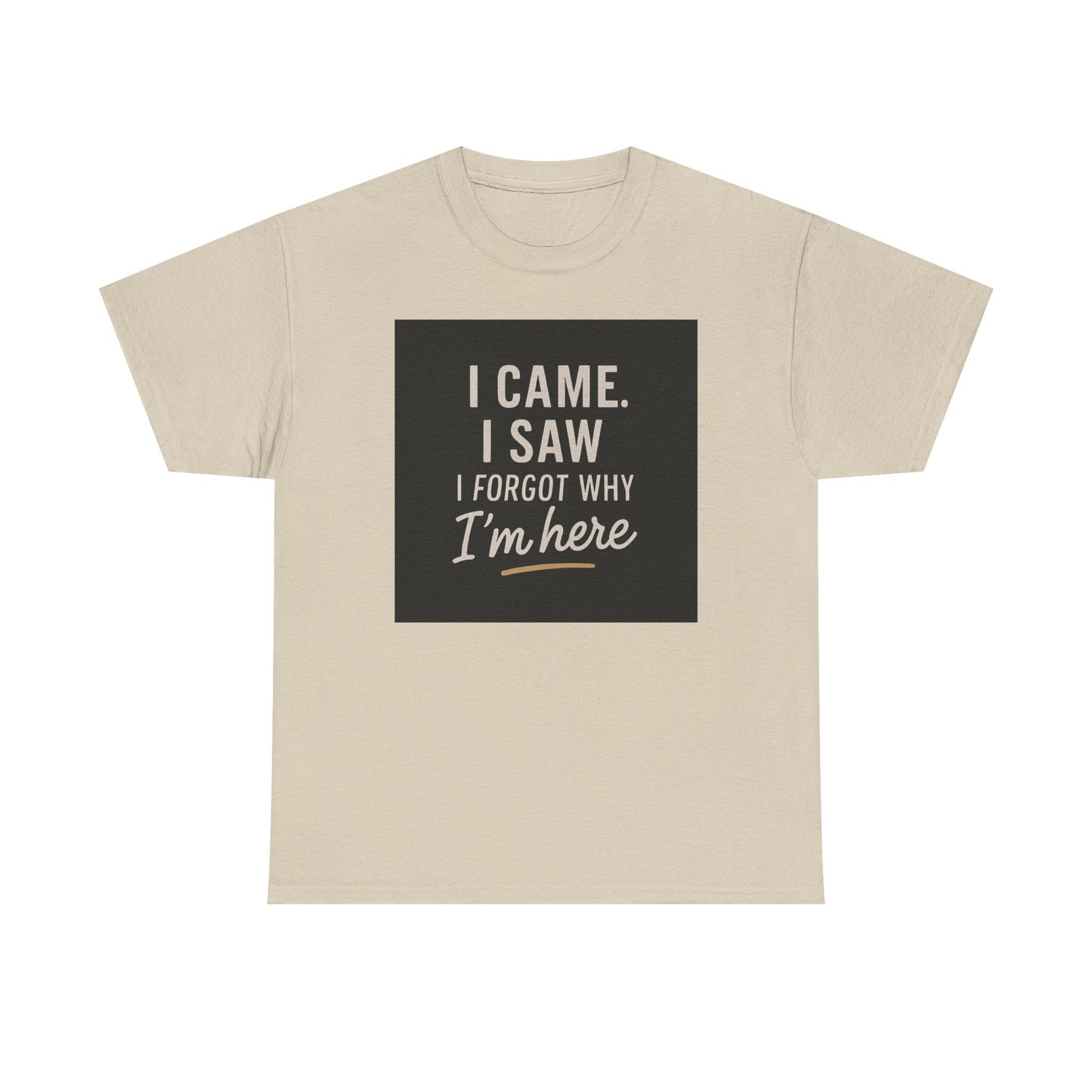 Funny Graphic Tee — “I Came. I Saw. I Forgot Why I’m Here” Cotton T-Shirt