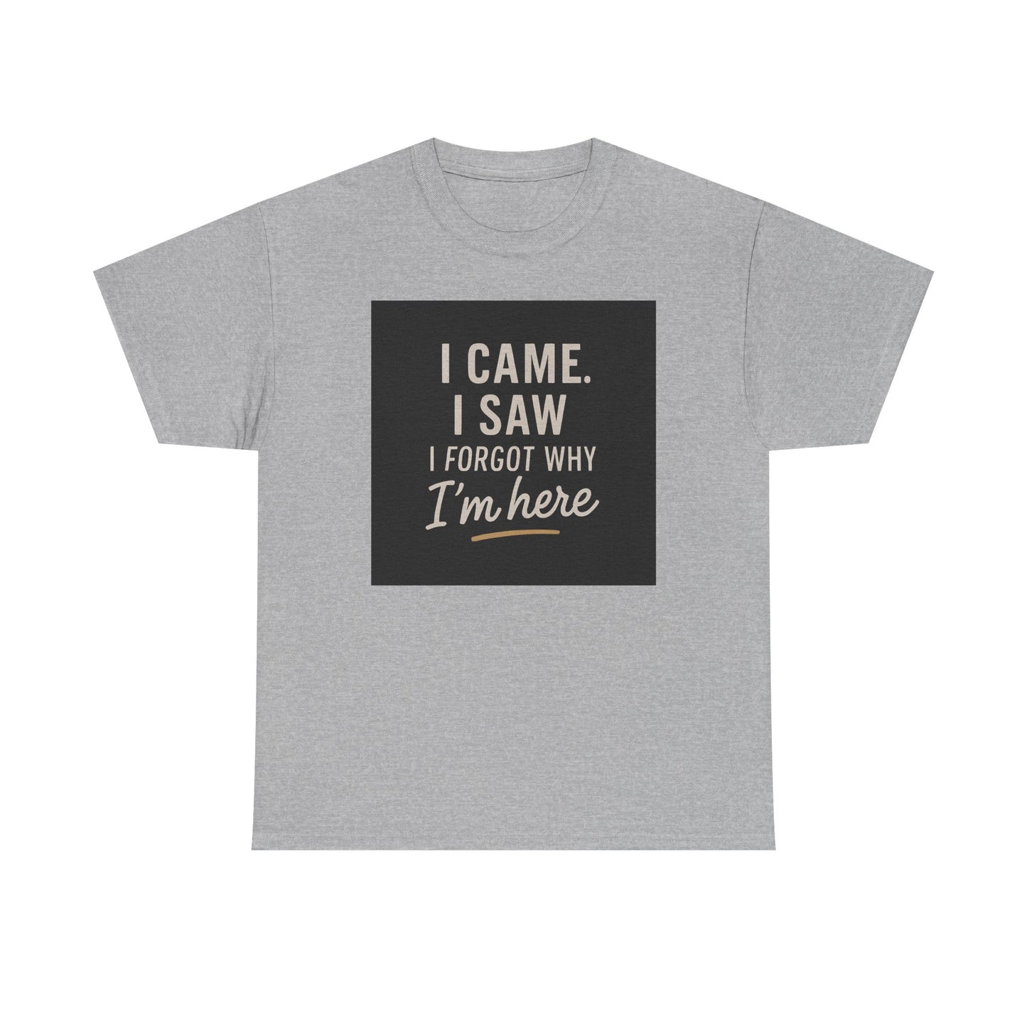 Funny Graphic Tee — “I Came. I Saw. I Forgot Why I’m Here” Cotton T-Shirt