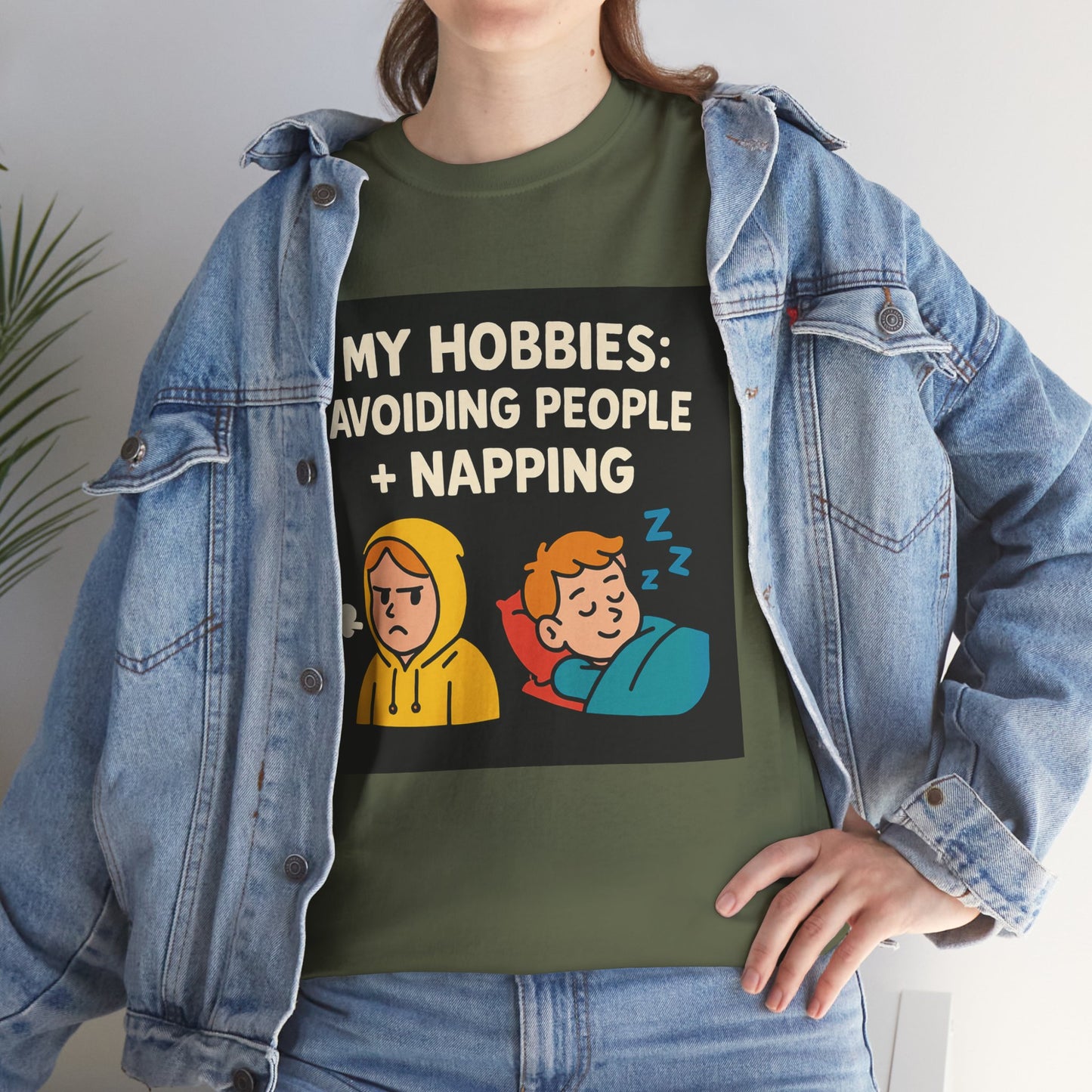 My Hobbies: Avoiding People + Napping T-Shirt — Funny Introvert Tee