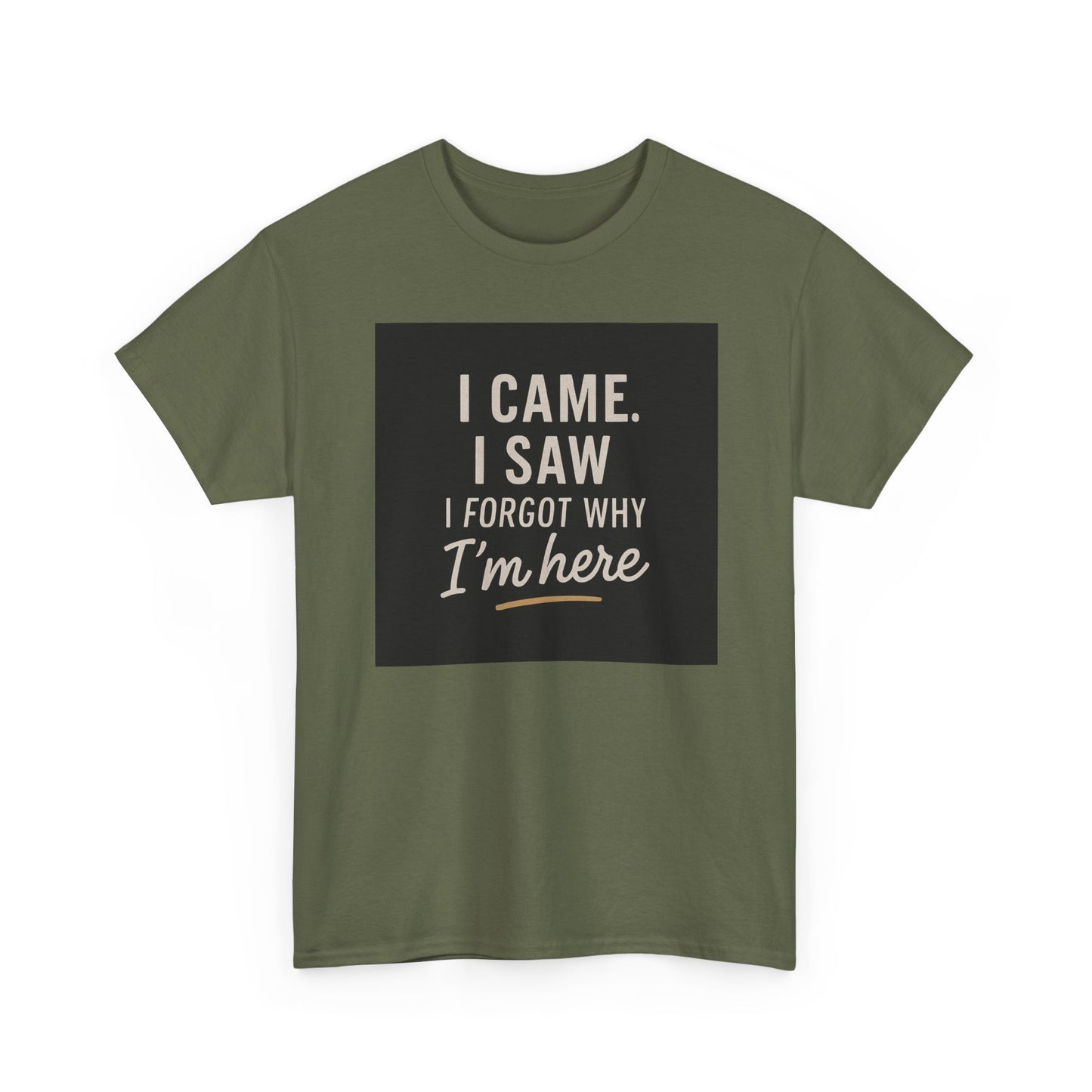 Funny Graphic Tee — “I Came. I Saw. I Forgot Why I’m Here” Cotton T-Shirt