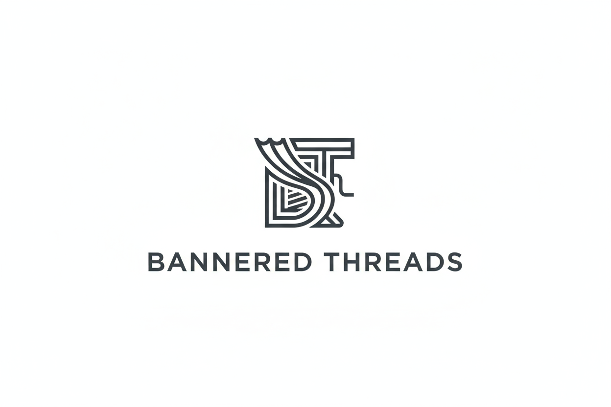 Make me a minimalist Logo for "Bannered Threads" must be minimalist, edgy, and look trendy
